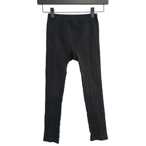 Faded Glory Cable Knit Leggings Girls OS 7-16 Black Textured Basic Stretch